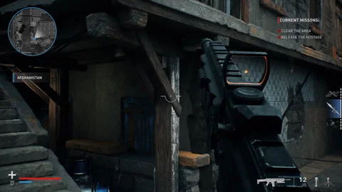 Player killing the target enemy soldiers to save the hostage in fps game level Stock Footage 289245922