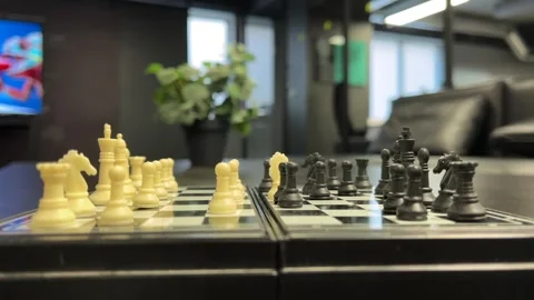 Player Makes Bold Move on Magnetic Chess Board Stock Footage 310139210