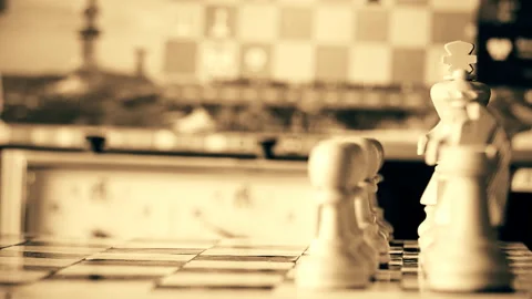 The player makes a move at the chessboard Stock Footage 132772397