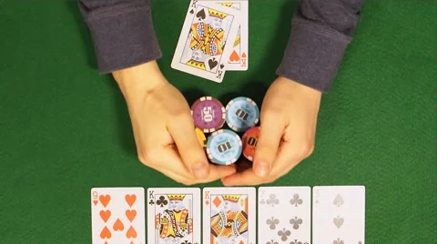 Player opens his cards and takes an all chips Stock Footage 58337516