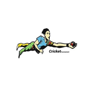 Player playing game of cricket in vector illustration. Stock Illustration