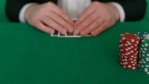The player puts four cards in front of him Stock-Footage 102646150