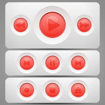 Player red buttons set Stock Illustration