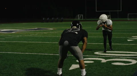 Player runs down the field and catches the ball and makes a touchdown Stock Footage 57723220