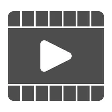 Player solid icon. Video play interface button in film frame symbol, glyph style Stock Illustration