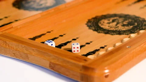The player takes six two dice from the backgammon board. Stock Footage 168803636