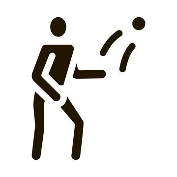Player Throwing Ball Icon Vector Glyph Illustration Stock Illustration