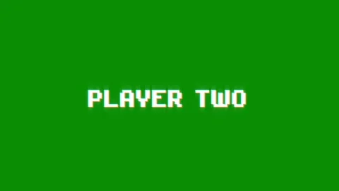 Player two 8-bit text pixel dynamic glitch animation video game effect Stock-Footage 313076158
