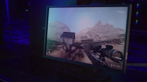 Player Using Sniper Rifle Weapon In First-Person Military Combat Game Level Stock Footage 272778104