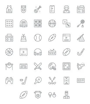 Player Vector Icon Arsenal with 40 64x64 Thin Line PIXEL Perfect designs Stock Illustration