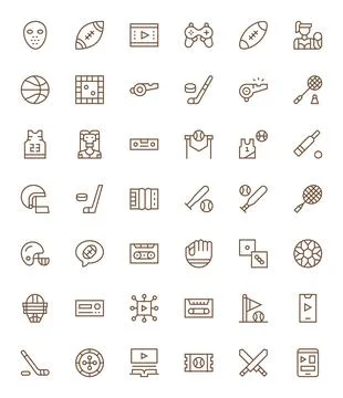 Player Vector Icon Collection featuring 42 Pixel Optimized 256x256 Regular .. 스톡 일러스트