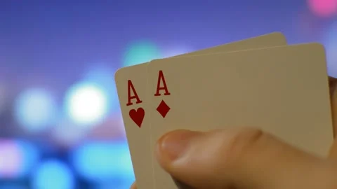 Player win at poker game with two aces. poker win. Video stock 227123417
