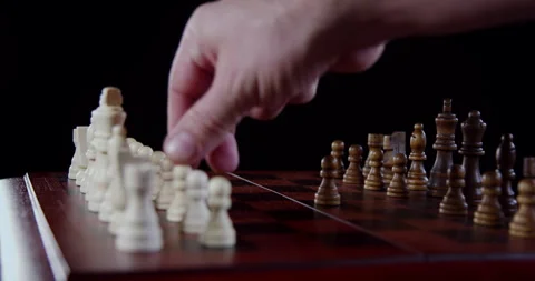 Players Hands Moving Chess Pieces On Chessboard Stock Footage 243435285