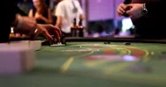 Players Place Bets And Play Blackjack Stock Footage