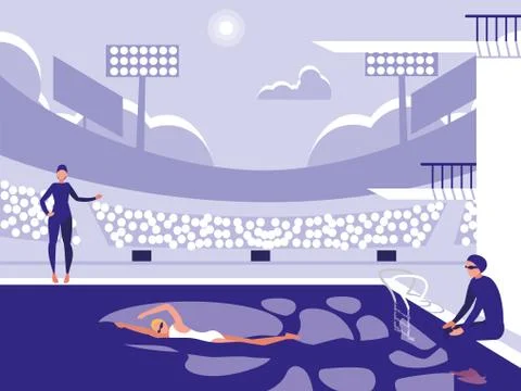 Players in pool for diving competition Stock Illustration
