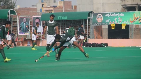 Players Practicing during All Pakistan Annual Hockey Tournament Stock Footage 86610291