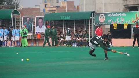 Players Practicing during All Pakistan Annual Hockey Tournament Stock Footage 86668166
