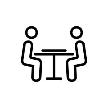 The players at the table icon vector outline illustration 스톡 일러스트
