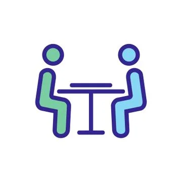 The players at the table icon vector outline illustration 스톡 일러스트