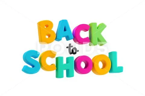 Playful 3d 'back to school' text in rainbow colors PSD Template