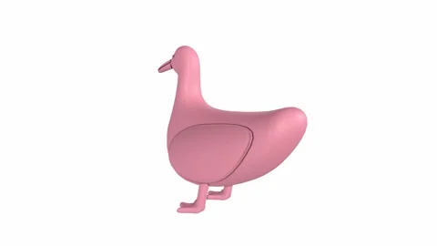 Playful 3D rendering of a pink duck in a minimalist design setting Stock Footage 286148247