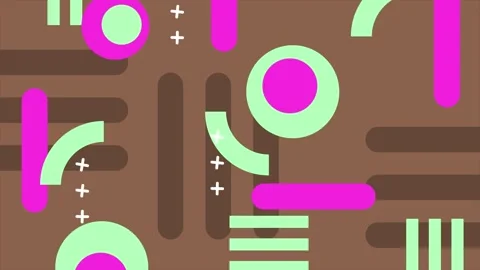 Playful abstract background with modern pink and bright green geometric elements Stock Footage 330568073