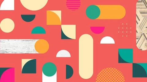 Playful Abstract Color Forms Composition Stock Illustration