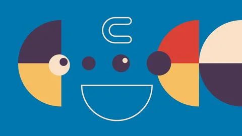 Playful Abstract Geometric Composition with Stock Illustration