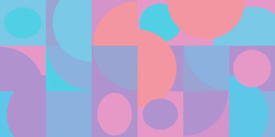 Playful abstract geometric pattern with overlapping circles and rectangles .. 스톡 일러스트