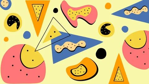 Playful Abstract Geometric Scribbles Background Stock Illustration