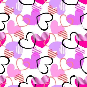 Playful abstract heart seamless pattern Stock Illustration
