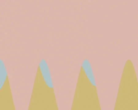 A playful abstract pattern combines blush space with repeating ochre and bl.. Illustrazione stock