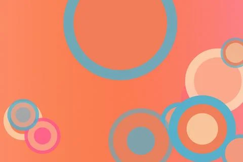 A playful abstract pattern of overlapping circles in coral, peach, and blue.. Stock Illustration