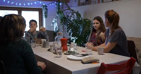 Playful accusations at the table Stock Footage 326876815