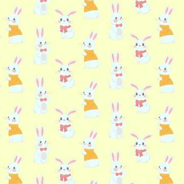 Playful and cute pattern featuring cartoon bunnies Stock Illustration