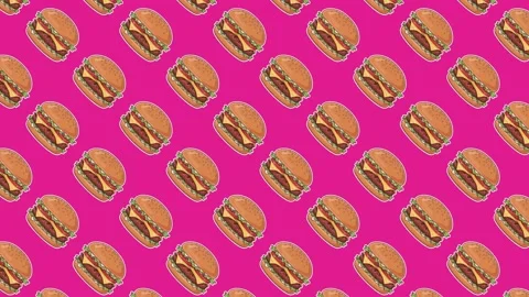 A playful and energetic background featuring repeating cheeseburger icons Stock Footage 325721661