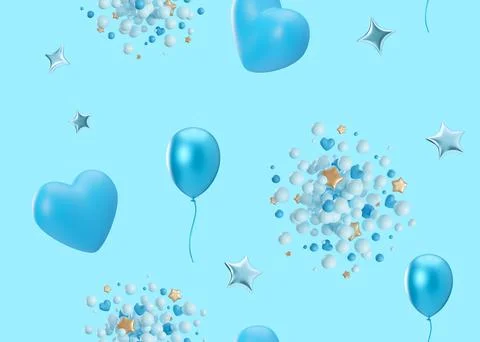 A playful and festive seamless pattern with balloons, hearts. Applicable for Stock Illustration