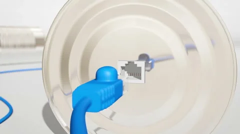 A playful animation of an ethernet cable connecting two tin cans Stock Footage 44471630
