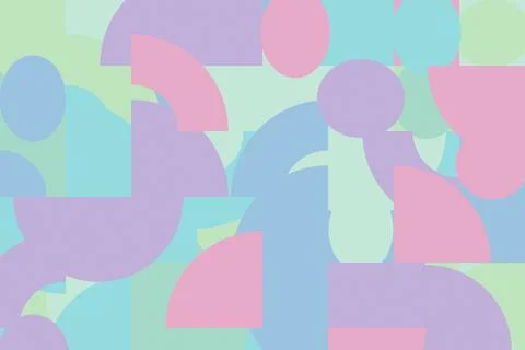 A playful arrangement of overlapping geometric forms creates a soft, contem.. Stock Illustration