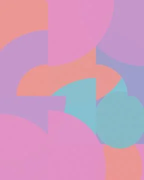 A playful arrangement of overlapping rounded forms in soothing pastel hues .. Stock Illustration