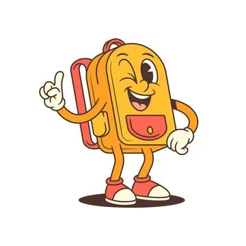 Playful Backpack Character Winking and Giving Thumbs Up Vector Illustration Ilustración de archivo