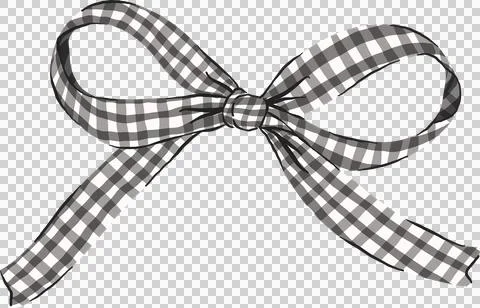 Playful Black Gingham Ribbon Bow Illustration Stock Illustration