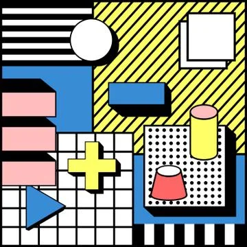 Playful Blocks Geometric Stylish Background Vector Graphic Illustration Stock Illustration