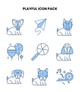 Playful Blue Bundle Icons Pack 스톡 일러스트