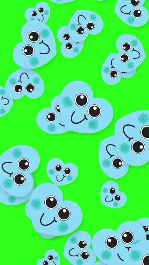 Playful Blue Heart Characters Falling Against a Green Screen Background Stock Footage 344843202