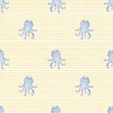 Playful blue octopus pattern for marine-themed textile and wrapping designs Stock Illustration