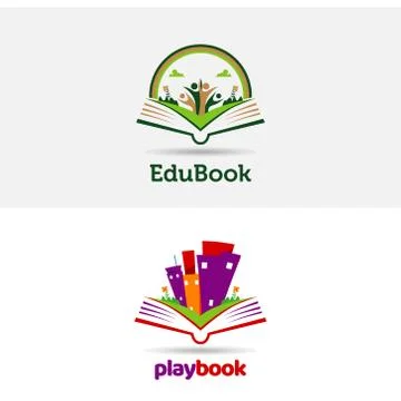 Playful Book Open Logo Template Stock Illustration