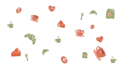 Playful cafe icon loop animation on white background with cozy coffee shop vibes Stock Footage 320437370