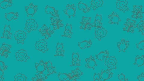 Playful Cartoon Animal Characters Dancing and Wiggling on a Vibrant Teal Ba.. Stock Footage 320175330