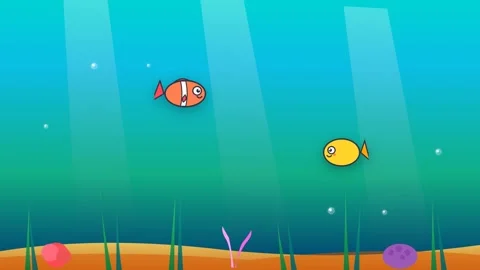 Playful Cartoon Fish Bubbles Underwater Adventure Loop for Childrens 4K Loop Stock Footage 346594490